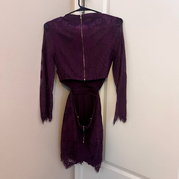 purple lace dress with side cut outs - Picture 2 of 6
